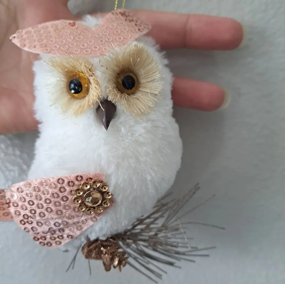 Christmas White Owl Animal Tree Hanging Pendant  Ornaments 3 Pcs Tree Decor